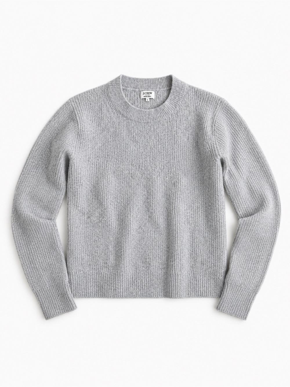 J. Crew Extra Soft Rib Knit Sweater Heather Gray Oversized Relaxed Fit Cozy L